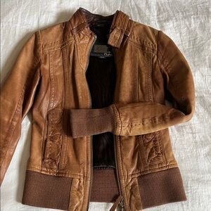 Mackage Lamb Leather Jacket in Warm Cognac